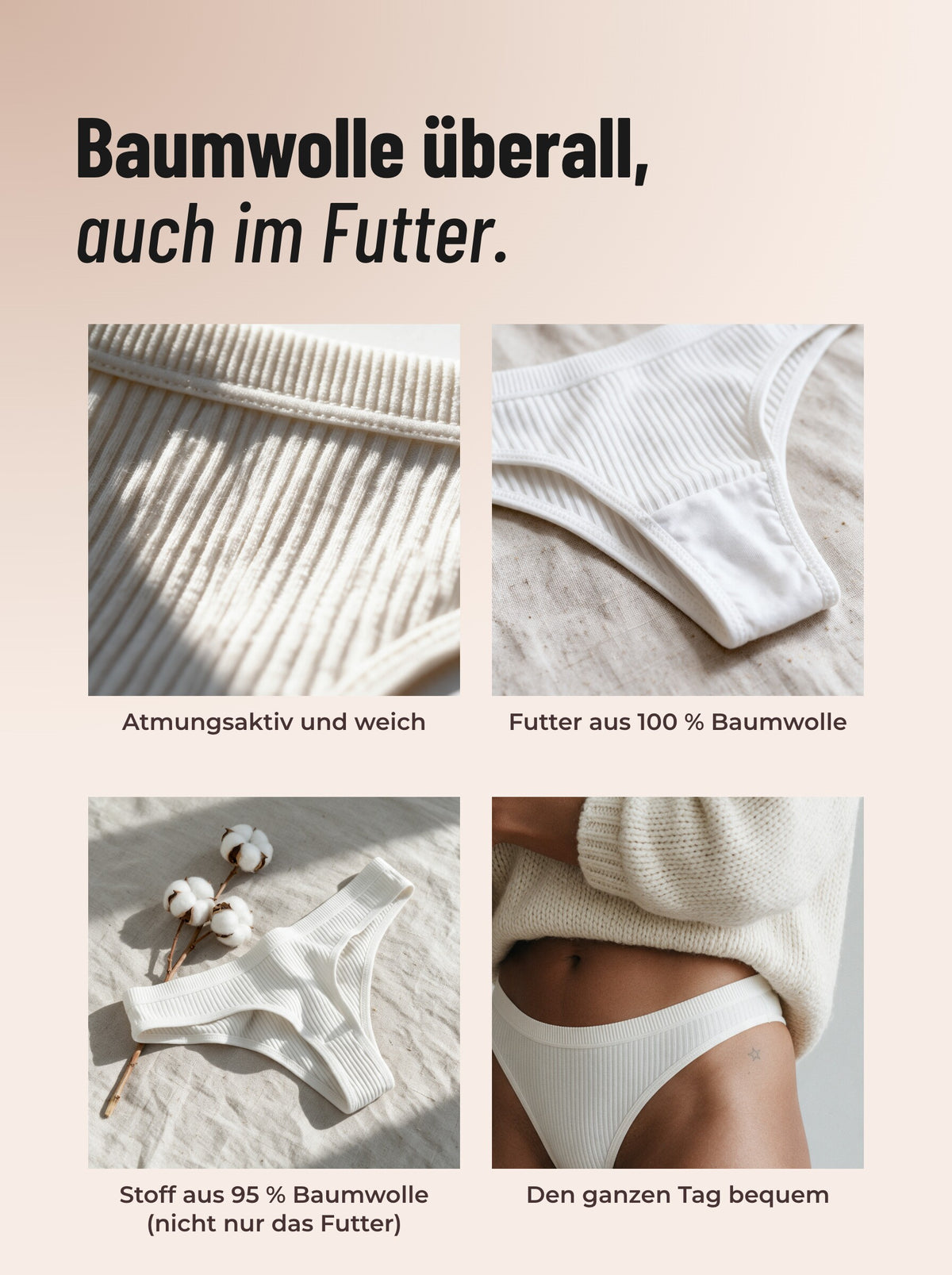 Stoff aus 95 % Baumwolle, Futter aus 100 % Baumwolle