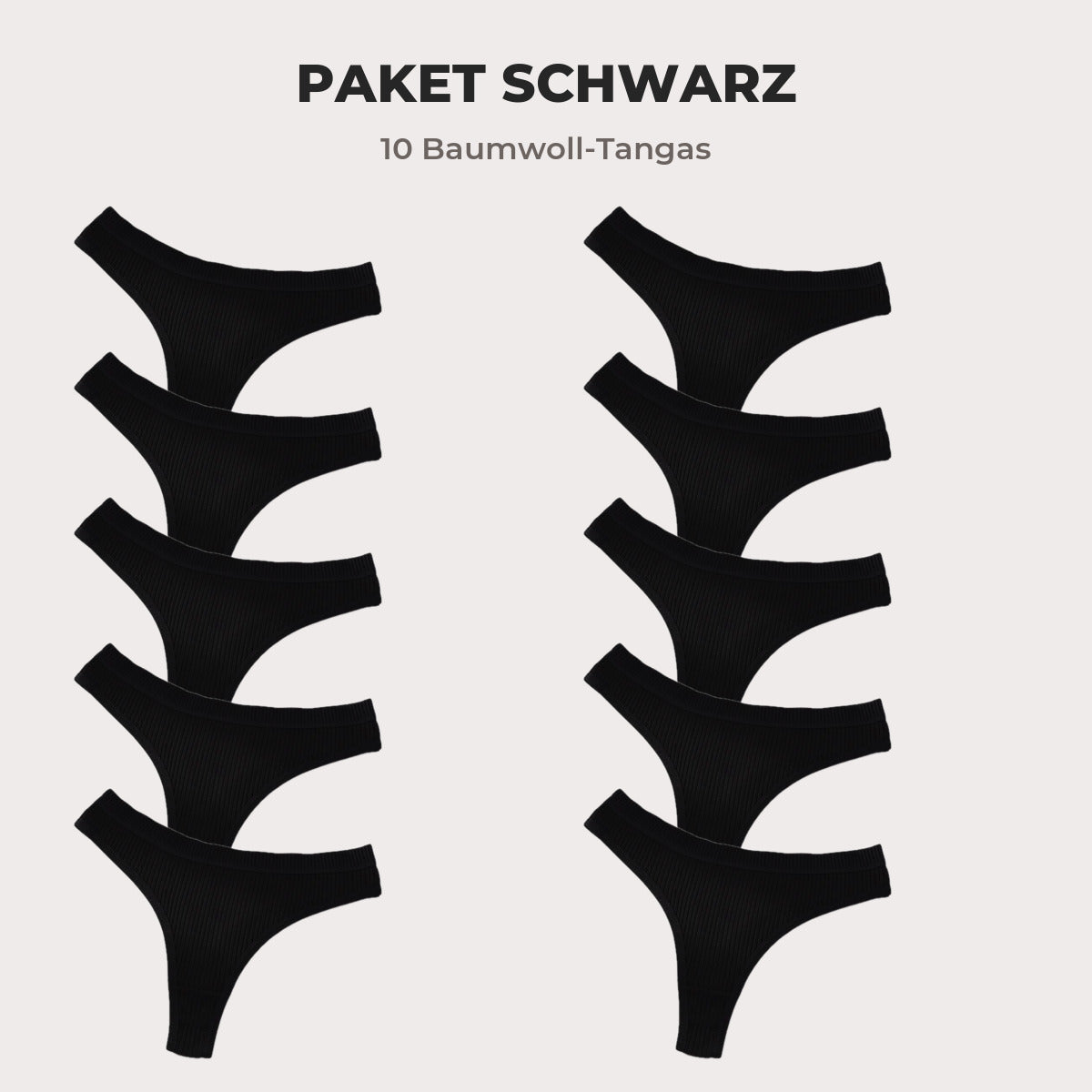 Paket Schwarz: 10 schwarze Tangas