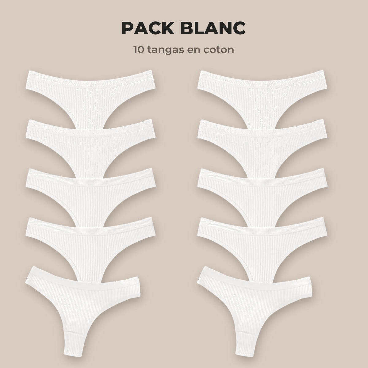 Pack Blanc : 10 tangas blancs
