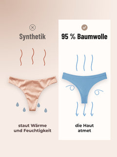 Synthetik gegen 95 % Baumwolle: die Haut atmet